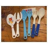 Three pair salad forks & spoons