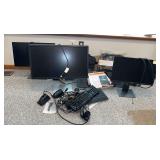 APC BACKUPS 1500 Battery back up, 2 computer cooling mats, computer bags, 3 Dell monitors, keyboards, etc