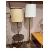 Brass floor lamp and floor lamp w/ table
