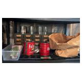24 drawer steel storage cabinet full of product, porc casters and more