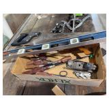 Hand saw, level, planes, large screwdrivers, etc