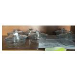 Six individual, probably Fire King, casseroles One lid is chipped Purchased from estate of Babe & Shemp Howard