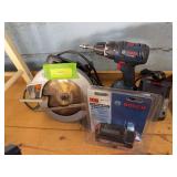 Circular saw and Bosch cordless drill, battery and charger