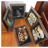 Five framed art on felt pieces