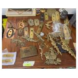 Brass collectibles includes wall decor, candle holders, door knob covers, etc