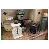 Rival crockpot, American Family scale, Black & Decker coffee pot, two slice toaster and more