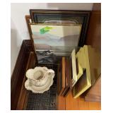 Wall art and pitcher & basin that has been repaired