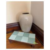 Approx 20” tall vase and tile topped shelf/tray/whatever you want it to be