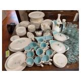 Taylor Smith boutonnière pattern dishes and glasses