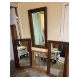 4 mirrors and Oak wall shelf