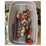 Large tote of various tools and shop related items of all kinds