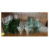 Sherbets, snack trays, green drinking glasses, etc