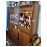 One piece china hutch with glass front sliding doors 19D x 52L x 63H NO CONTENTS