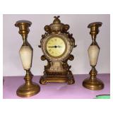 Candleholders and a clock