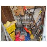 Long handled yard tools gas cans, reel mower