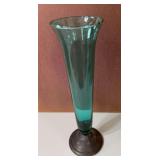 Bud vase w weighted sterling base, approx 10” tall