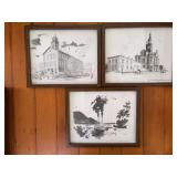 Three pieces Dubuque art 9x11 by Cy P Ferring