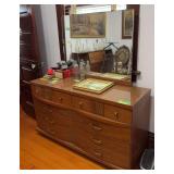 Six drawer dresser w mirror 18x54x60 w matching full size headboard