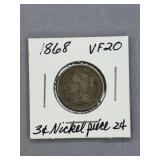 3 CENT Nickel 1868
