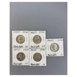 5 Washington Quarters as Shown