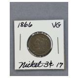3 CENT Nickel 1866