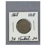 3 CENT Nickel 1868