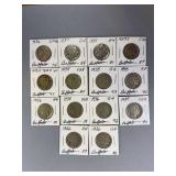 13 Buffalo Nickels as shown