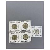 5 Roosevelt Dimes as Shown