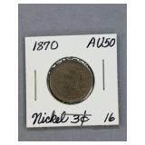 3 CENT Nickel 1870