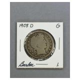 Barber Half Dollar 1908 D