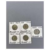 5 Roosevelt Dimes as Shown