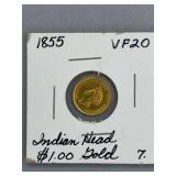 1855 $1.00 Indian Head Gold Coin