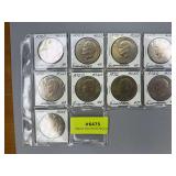 9 Eisenhower Silver Dollars as shown