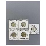 5 Mercury Dimes as Shown