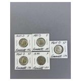 5 Roosevelt Dimes as Shown