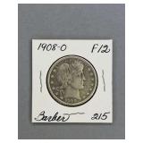 Barber Half Dollar 1908 O