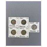 5 Mercury Dimes as Shown