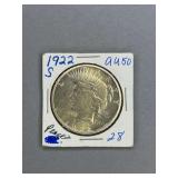 Peace Silver Dollar 1922 S