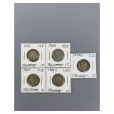 5 Mercury Dimes as Shown