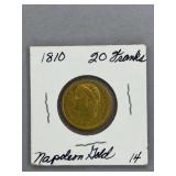 1810 Napoleon Gold 20 Franks Coin