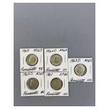 5 Roosevelt Dimes as Shown