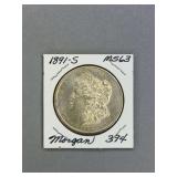 Morgan Silver dollar 1891 S