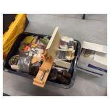 Large tote full of fly tying items and box as well