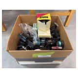 ￼ Large box of fishing reels and parts