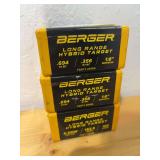 Three cases of Berger long range, hybrid, target bullets