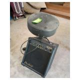 Adam percussion stool and Dean Markley amp