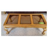 Glass topped coffee table w paw & ball feet Matches end tables in previous lot