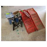 6 jack stands, grease gun and car ramps