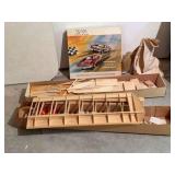 Kadet Mark II balsa wood plane and Cougar Road Rally slot car track Unsure if both complete