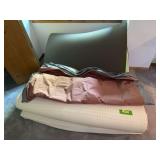 Three mattress toppers and an air mattress All unknown size